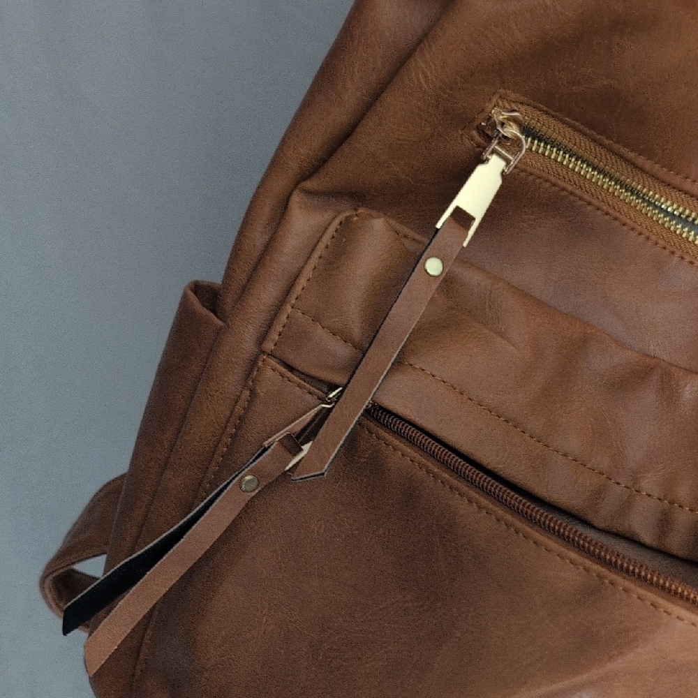 Modern+Chic Brown Backpack/Purse with Colorful Reversible/Removable Strap - Picture 4 of 12